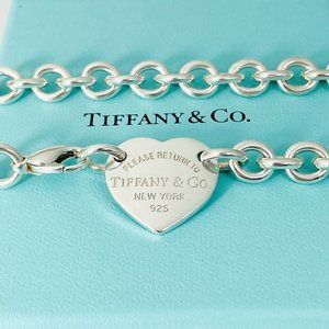 16.5" Please Return to Tiffany Heart Tag Choker Necklace New York Center Pendant